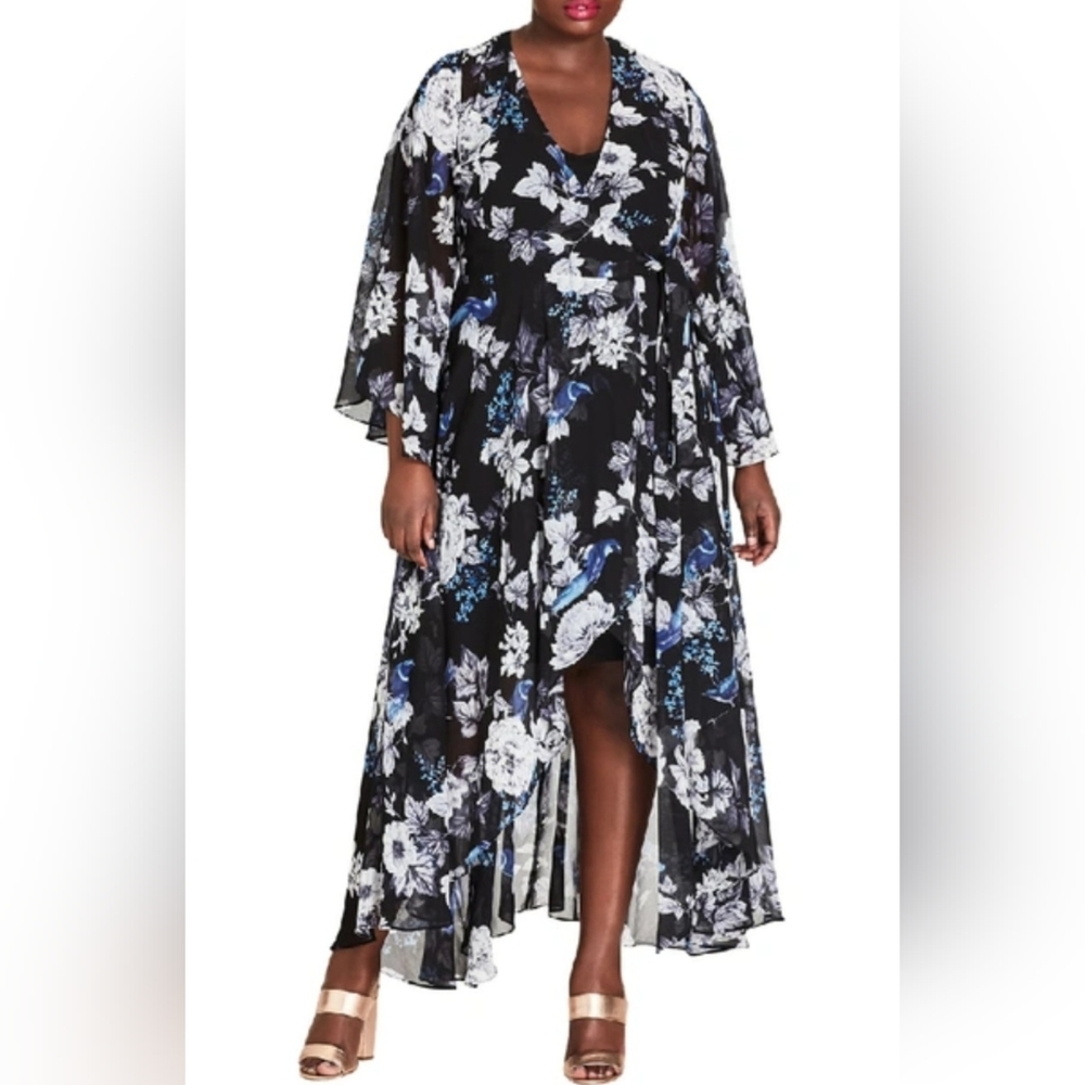 City Chic Floral Chiffon Maxi Dress Size 20 AU - Picture 1 of 7